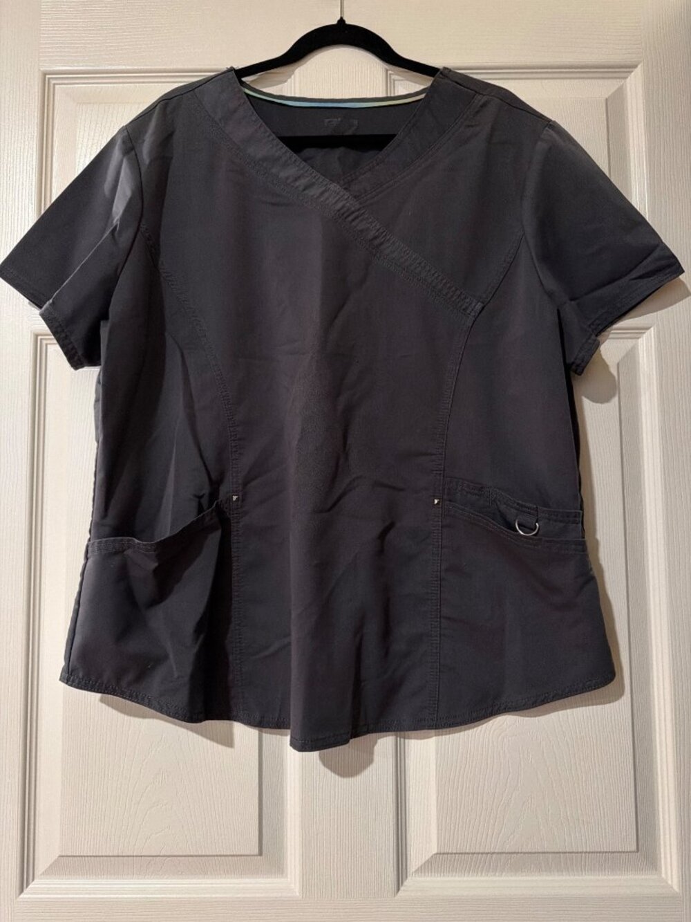 Womens Pewter Gray Scrub Top 2XL Polyester Rayon Blend Short Sleeves